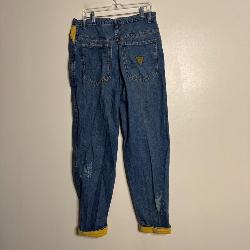 VTG 1990's Gino‎ Venucci Denim Jeans 34 x 32 Acid Wash Super High Rise Cuffed